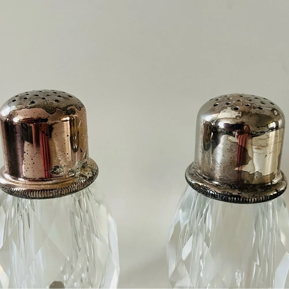 Vintage Hand Patient Milk Glass Pink Floral Glass Salt and Pepper Shakers Set